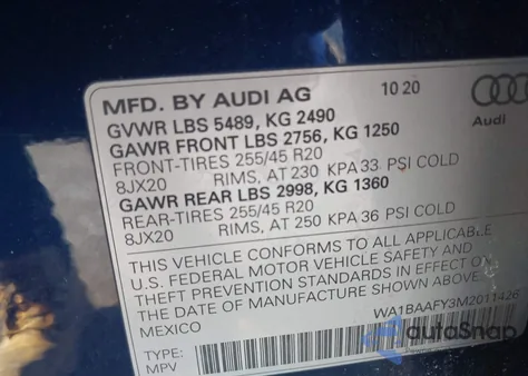 2021 Audi Q5 Premium Plus 45 Tfsi Quattro S Tronic from USA, damaged, VIN WA1BAAFY3M2011426